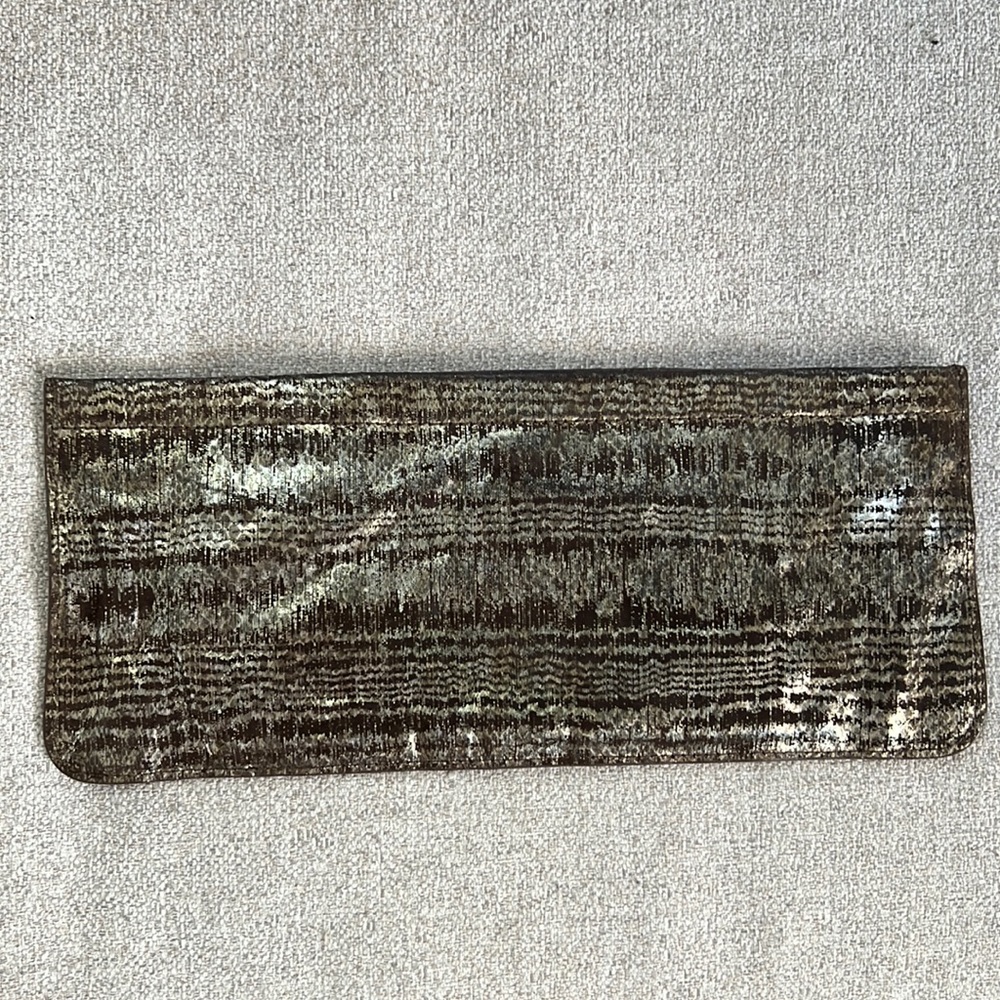 Monsac Leather Metallic Clutch